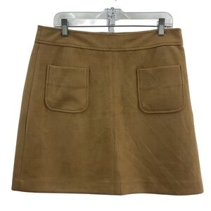 Ann Taylor LOFT Faux Suede Pocket Shift Mini Skirt Brown